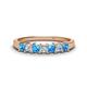 1 - Erica 3.00 mm Princess Cut Blue Topaz and Diamond 7 Stone Wedding Band 