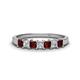 1 - Erica 3.00 mm Princess Cut Red Garnet and Diamond 7 Stone Wedding Band 