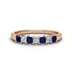 1 - Erica 3.00 mm Princess Cut Blue Sapphire and Diamond 7 Stone Wedding Band 