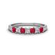 1 - Erica 3.00 mm Princess Cut Ruby and Diamond 7 Stone Wedding Band 