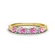 1 - Erica 3.00 mm Princess Cut Pink Sapphire and Diamond 7 Stone Wedding Band 