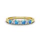 1 - Erica 3.00 mm Princess Cut Blue Topaz and Diamond 7 Stone Wedding Band 
