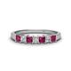 1 - Erica 3.00 mm Princess Cut Rhodolite Garnet and Diamond 7 Stone Wedding Band 