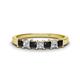 1 - Erica 3.00 mm Princess Cut Black and White Diamond 7 Stone Wedding Band 