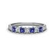 1 - Erica 3.00 mm Princess Cut Iolite and Diamond 7 Stone Wedding Band 