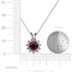 4 - Megan Red Garnet and Diamond Floral Halo Pendant 