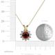 4 - Megan Red Garnet and Diamond Floral Halo Pendant 