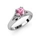 4 - Adira 6.50 mm Round Pink Tourmaline Solitaire Engagement Ring 