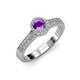3 - Lore Amethyst and Diamond Halo Bridal Set Ring 