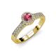 3 - Lore Rhodolite Garnet and Diamond Halo Bridal Set Ring 