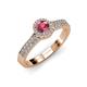 3 - Lore Rhodolite Garnet and Diamond Halo Bridal Set Ring 