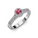 3 - Lore Rhodolite Garnet and Diamond Halo Bridal Set Ring 