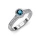3 - Lore Blue and White Diamond Halo Bridal Set Ring 