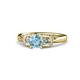 1 - Erela Signature Three Stone with Side Diamond Engagement Ring 