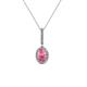 1 - Glenn Petite Pink Tourmaline and Diamond Womens Halo Pendant 