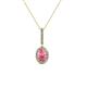 1 - Glenn Petite Pink Tourmaline and Diamond Womens Halo Pendant 