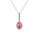1 - Glenn Petite Pink Tourmaline and Diamond Womens Halo Pendant 