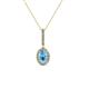 1 - Glenn Petite Blue Topaz and Diamond Womens Halo Pendant 
