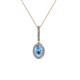 1 - Glenn Petite Blue Topaz and Diamond Womens Halo Pendant 