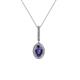 1 - Glenn Petite Iolite and Diamond Womens Halo Pendant 