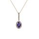 1 - Glenn Petite Iolite and Diamond Womens Halo Pendant 