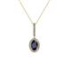 1 - Glenn Petite Blue Sapphire and Diamond Womens Halo Pendant 