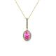 1 - Glenn Petite Pink Sapphire and Diamond Womens Halo Pendant 