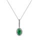 1 - Glenn Petite Emerald and Diamond Womens Halo Pendant 