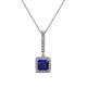 1 - Claire Blue Sapphire and Diamond Square Shape Halo Pendant 