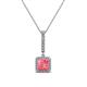 1 - Claire Pink Tourmaline and Diamond Square Shape Halo Pendant 