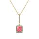 1 - Claire Pink Tourmaline and Diamond Square Shape Halo Pendant 