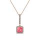 1 - Claire Pink Tourmaline and Diamond Square Shape Halo Pendant 
