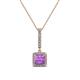 1 - Claire Amethyst and Diamond Square Shape Halo Pendant 