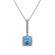 1 - Claire Blue Topaz and Diamond Square Shape Halo Pendant 