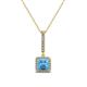1 - Claire Blue Topaz and Diamond Square Shape Halo Pendant 