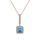 1 - Claire Blue Topaz and Diamond Square Shape Halo Pendant 