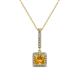 1 - Claire Citrine and Diamond Square Shape Halo Pendant 