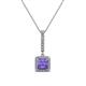 1 - Claire Iolite and Diamond Square Shape Halo Pendant 