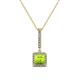 1 - Claire Peridot and Diamond Square Shape Halo Pendant 