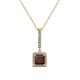 1 - Claire Red Garnet and Diamond Square Shape Halo Pendant 
