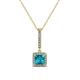 1 - Claire London Blue Topaz and Diamond Square Shape Halo Pendant 