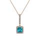 1 - Claire London Blue Topaz and Diamond Square Shape Halo Pendant 
