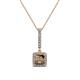 1 - Claire Smoky Quartz and Diamond Square Shape Halo Pendant 