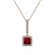 1 - Claire Ruby and Diamond Square Shape Halo Pendant 