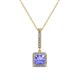 1 - Claire Tanzanite and Diamond Square Shape Halo Pendant 