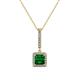 1 - Claire Emerald and Diamond Square Shape Halo Pendant 