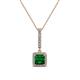 1 - Claire Emerald and Diamond Square Shape Halo Pendant 