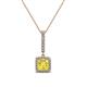 1 - Claire Lab Created Yellow Sapphire and Diamond Square Shape Halo Pendant 