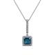 1 - Claire Blue and White Diamond Square Shape Halo Pendant 