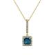 1 - Claire Blue and White Diamond Square Shape Halo Pendant 